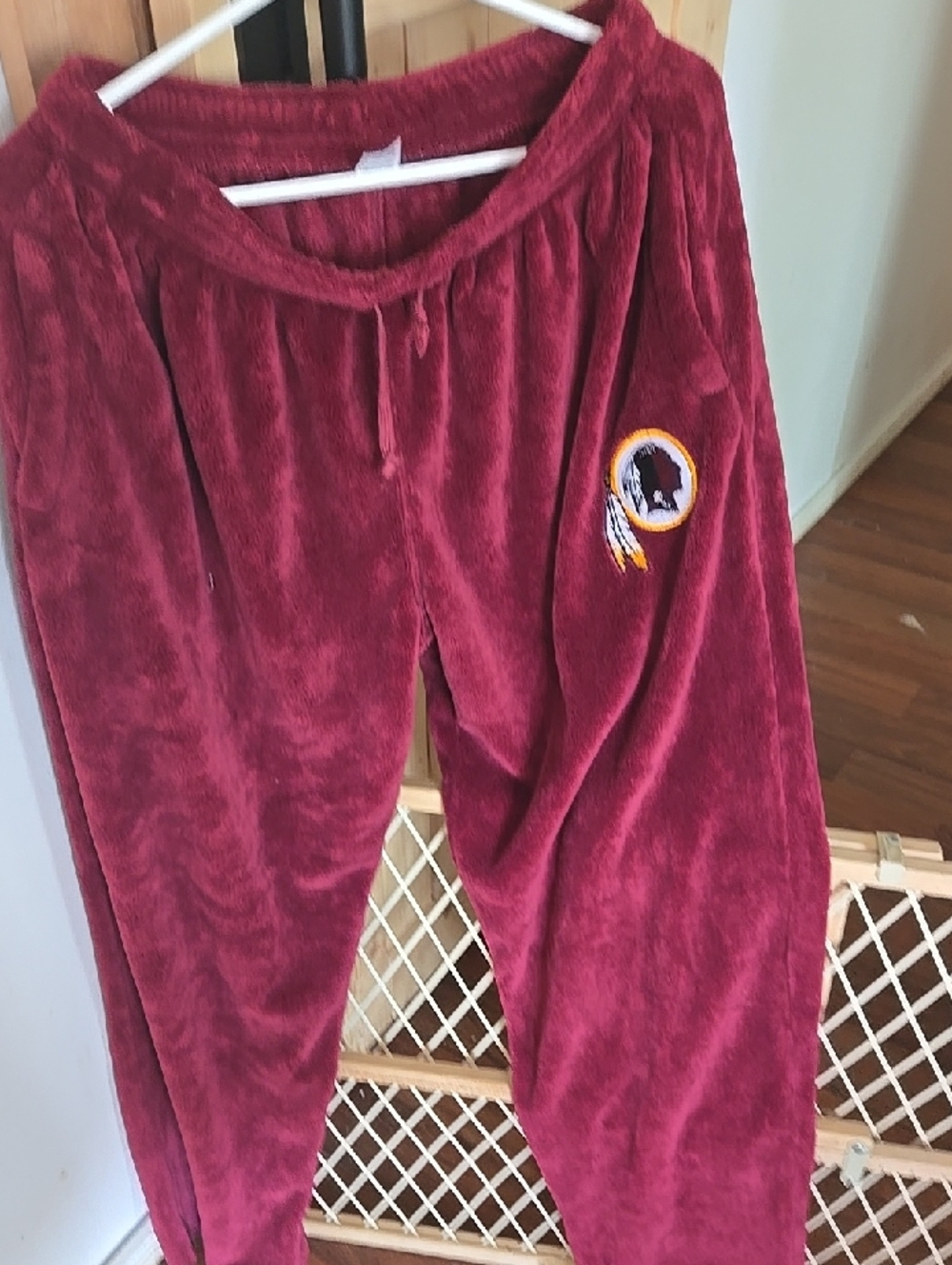 Plush Maroon Men's Sweatpants with Team Patch